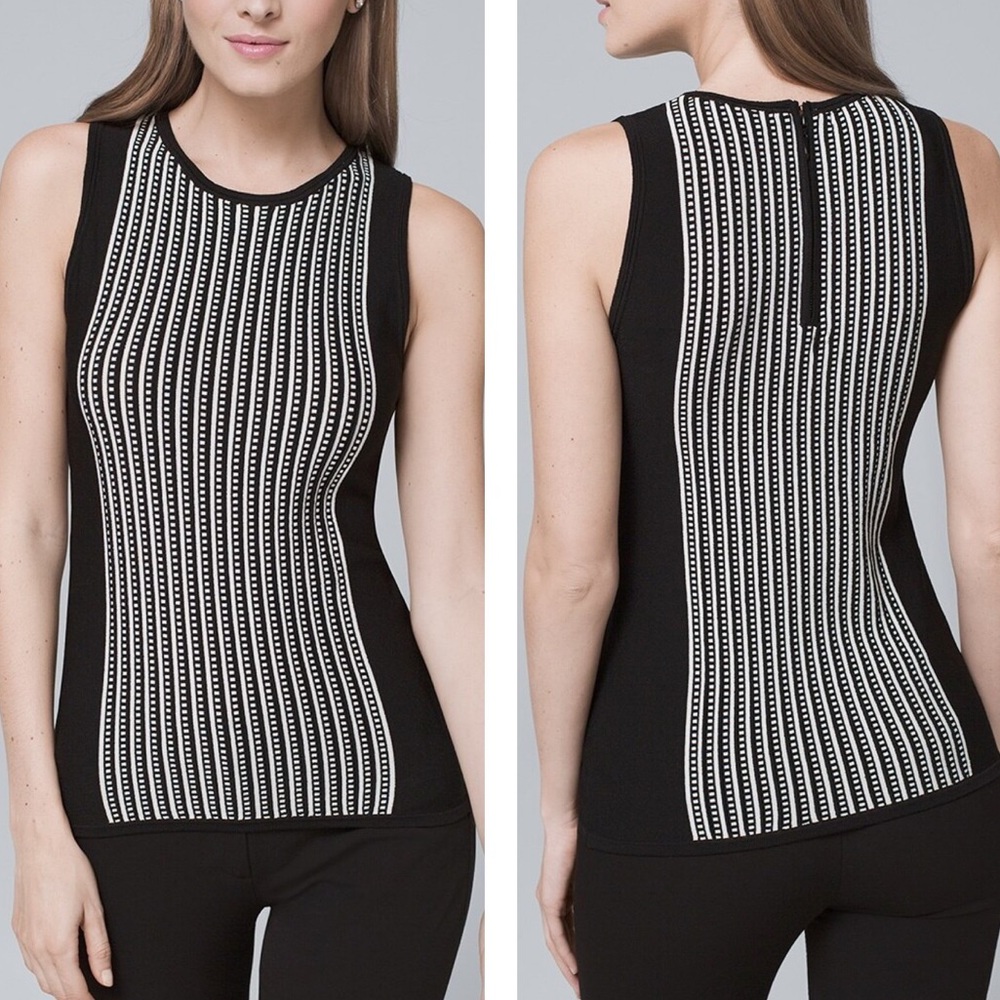 WHBM NWT Black & White‎ Contrast Panel Rayon Blend Sweater Tank Blouse Size XS